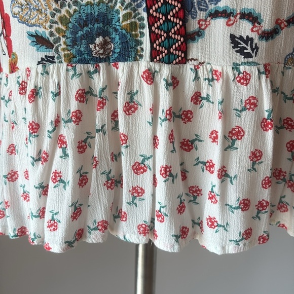 Patrons of Peace Anthropologie Floral boho babydoll top  sleeveless peplum L - Picture 5 of 11